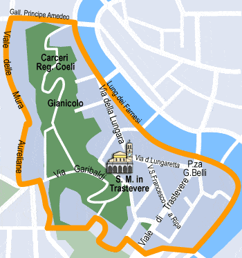 mapa del barrio trastevere
